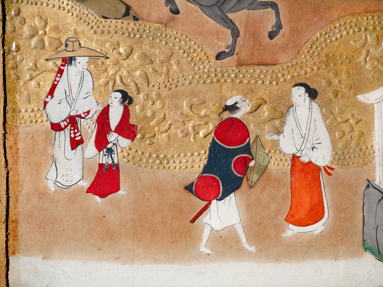 Osakazu Byobu - Japansk vikskärm med åtta paneler (målning) av Japanese School