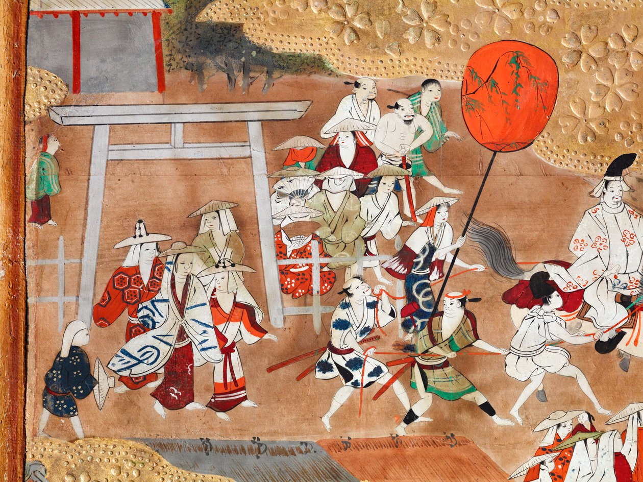 Osakazu Byobu - Japansk vikskärm med åtta paneler (målning) av Japanese School