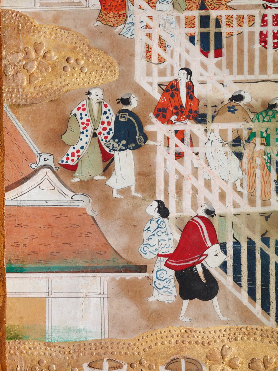 Osakazu Byobu - Japansk vikskärm med åtta paneler (målning) av Japanese School