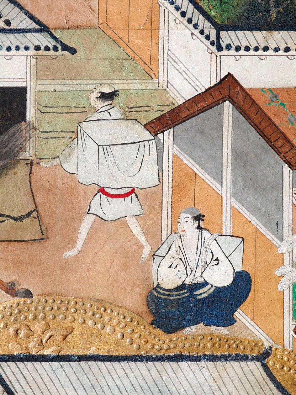 Osakazu Byobu - Japansk vikskärm med åtta paneler (målning) av Japanese School