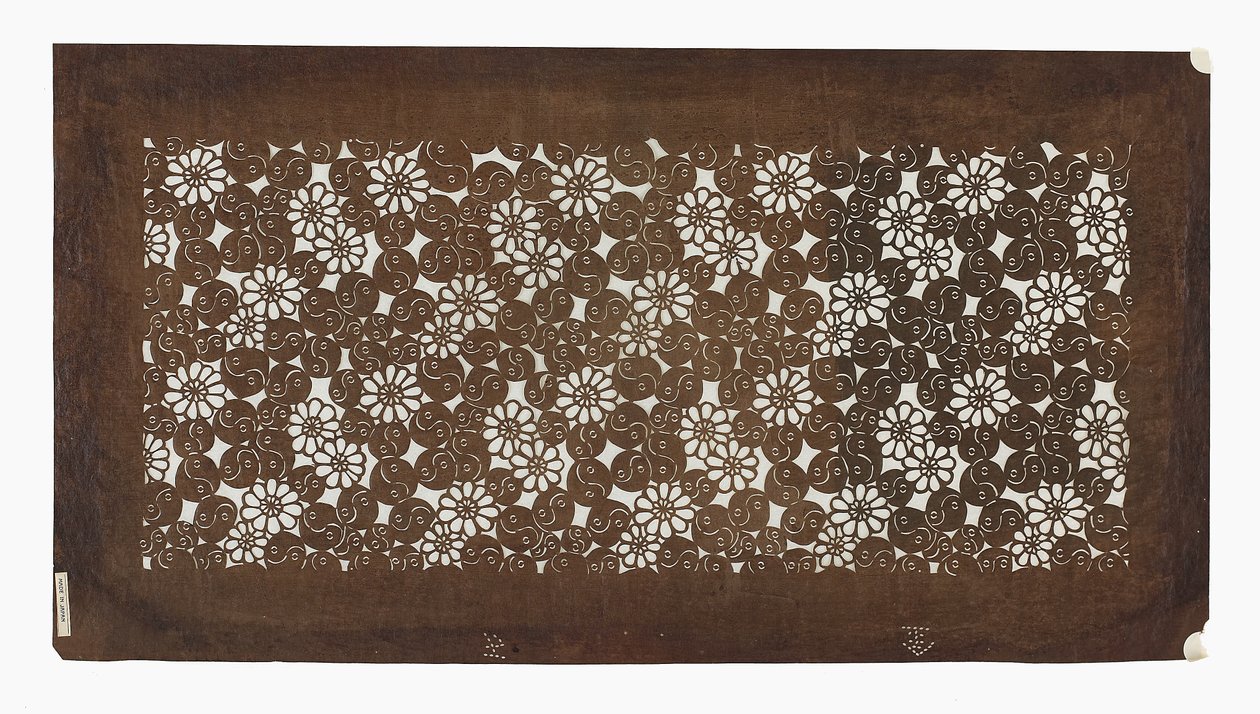Pappersstencil (katagami), sent 1800-tal (Mulberry barkpapper behandlat med persimon juice) av Japanese School