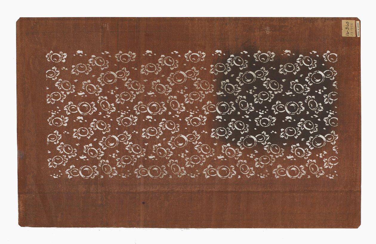 Pappersstencil (katagami), sent 1800-tal (Mulberry barkpapper behandlat med persimon juice) av Japanese School
