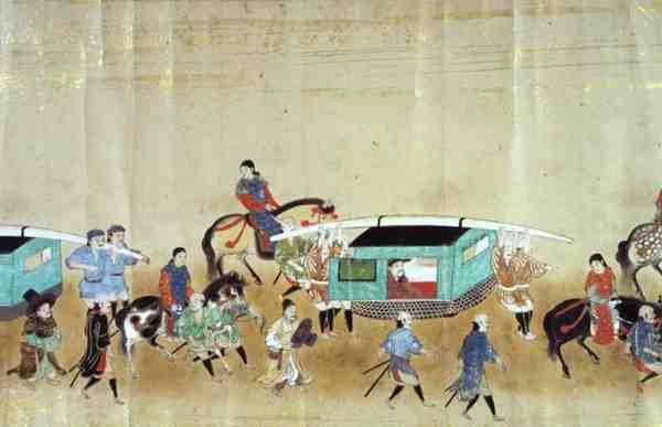 En del av den sjätte koreanska ambassaden i Japan vid tiden för arv efter Tokugawa Ietsuna 1651, möjligen av Kano Masanobu (1625-94) 1655-57 (rullmålning) (se även 120824) av Japanese School