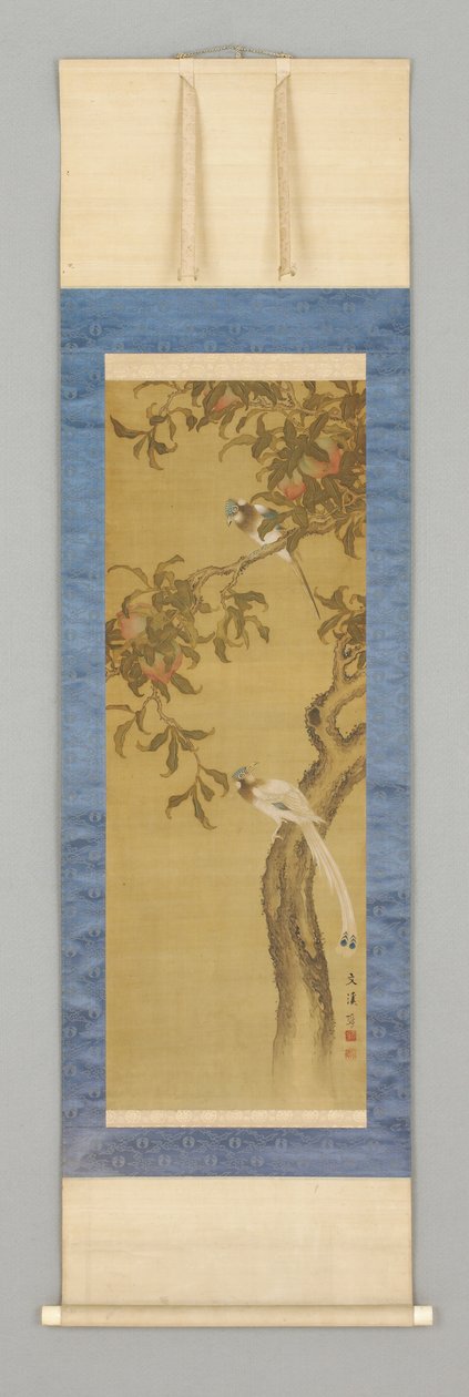 Persika och fåglar, tidigt 1800-tal av Japanese School