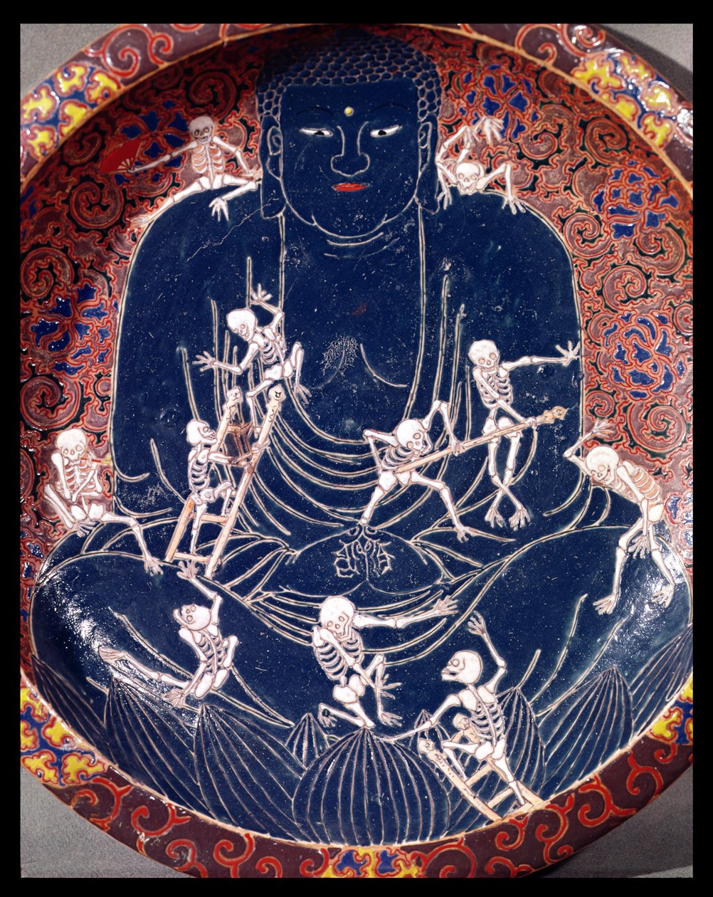 Tallrik föreställande Buddha med tio skelett (keramik) (detalj) (se även 182441) av Japanese School