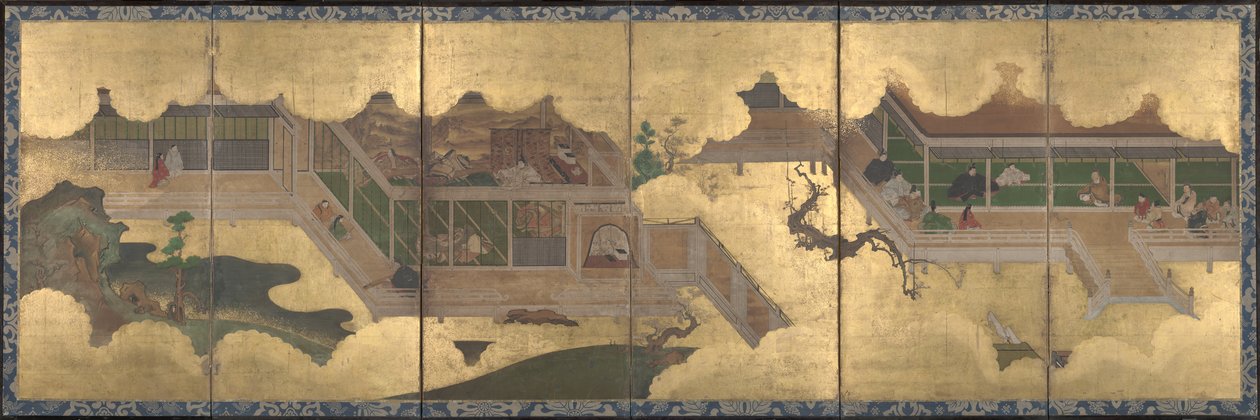 Scener från Sagan om Genji, 1625-60 av Japanese School