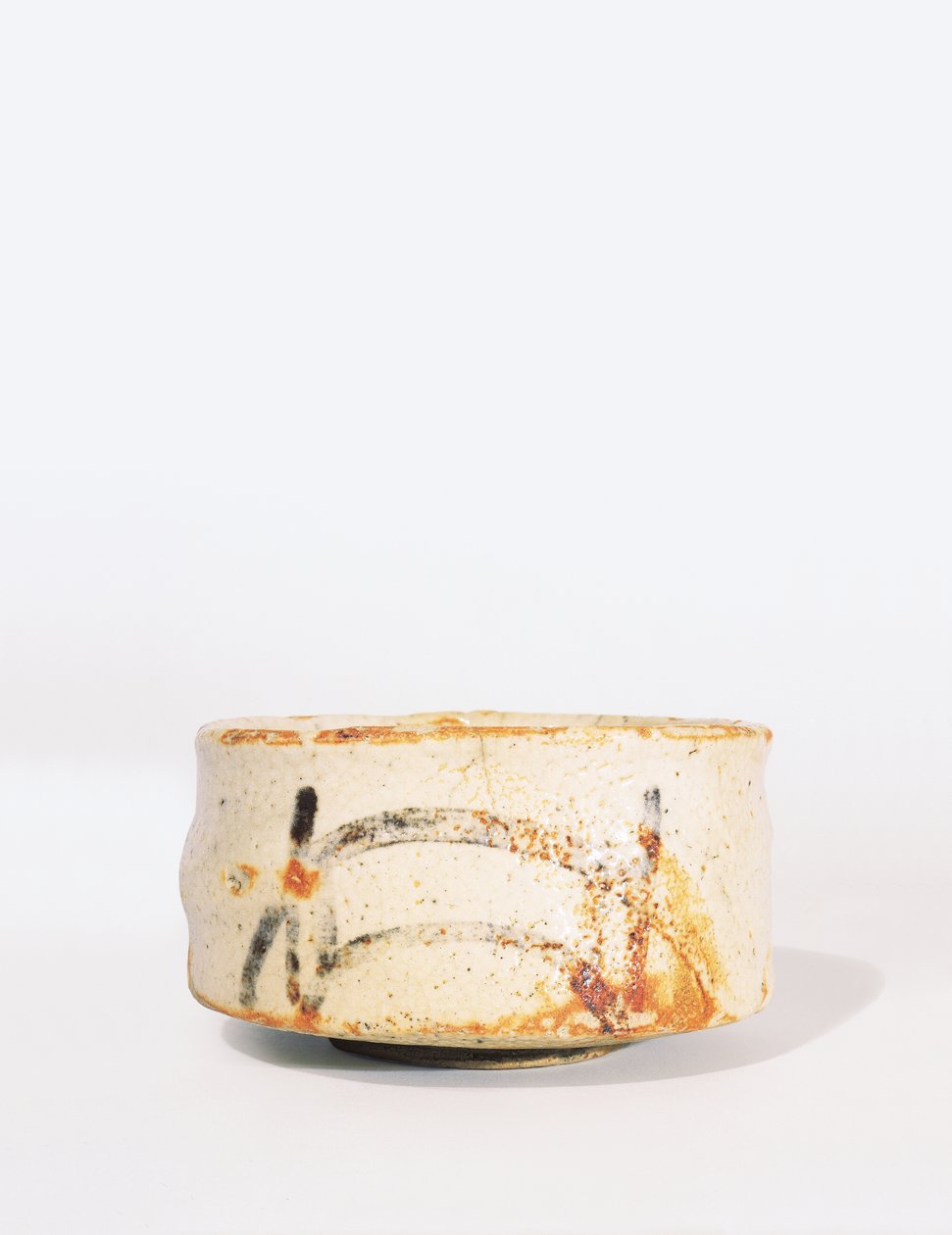Shino Chawan teskål med låg fotring, Momoyama Period (glaserat stengods) av Japanese School