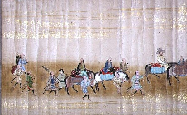 Sjätte koreanska ambassaden till Japan i Meireki 1 vid tiden för Tokugawa Ietsunas tronföljd 1651, möjligen av Kano Masunobu (1625-94) (rullmålning) (detalj) (se även 120832) av Japanese School