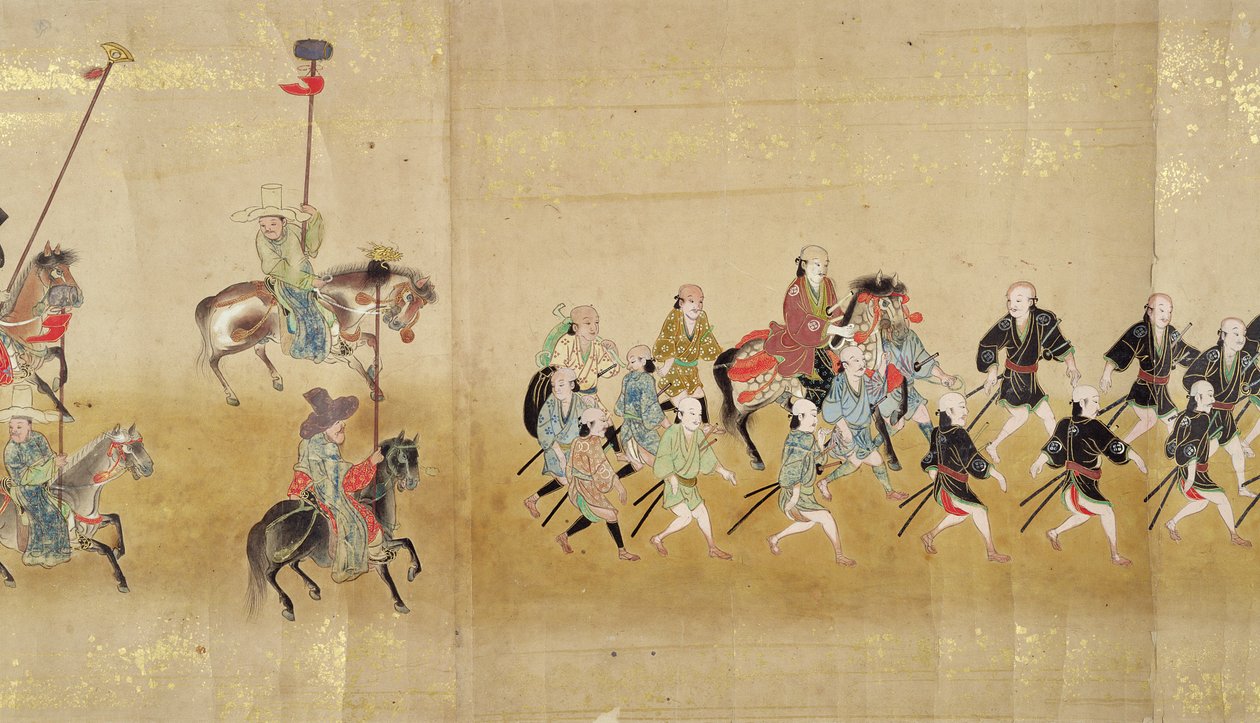 Sjätte koreanska ambassaden till Japan i Meireki 1 vid tiden för Tokugawa Ietsuna succession 1651, möjligen av Kano Masanobu (1625-94) (rullmålning) (detalj) av Japanese School