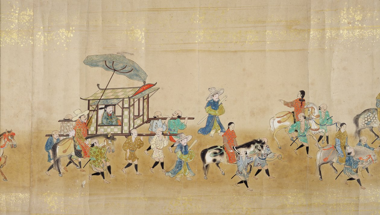 Sjätte koreanska ambassaden till Japan i Meireki 1 vid tiden för Tokugawa Ietsuna succession 1651, möjligen av Kano Masanobu (1625-94) (rullmålning) (detalj) (se även 120833) av Japanese School