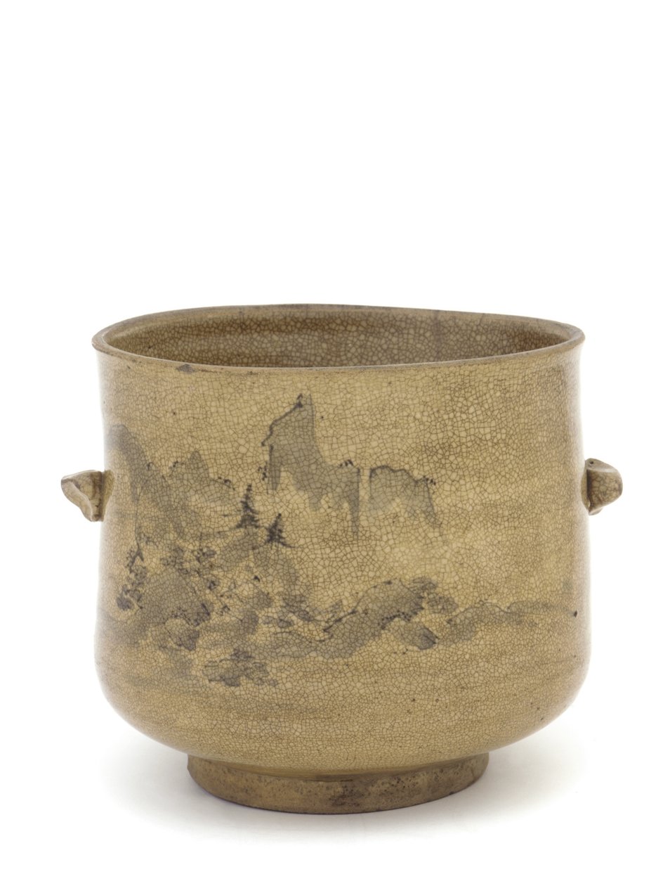 Te-ceremoni vattenburk med landskapsdesign, Saga eller Nagasaki prefektur, Edo-period, (keramik) av Japanese School
