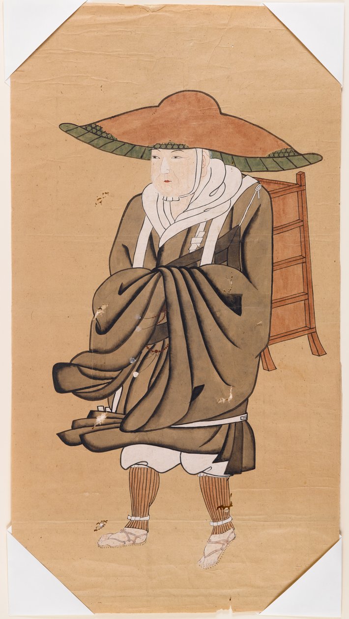 Den kinesiska buddhistiska pilgrimen Hsuan-Tsang (bläck på papper) av Japanese School