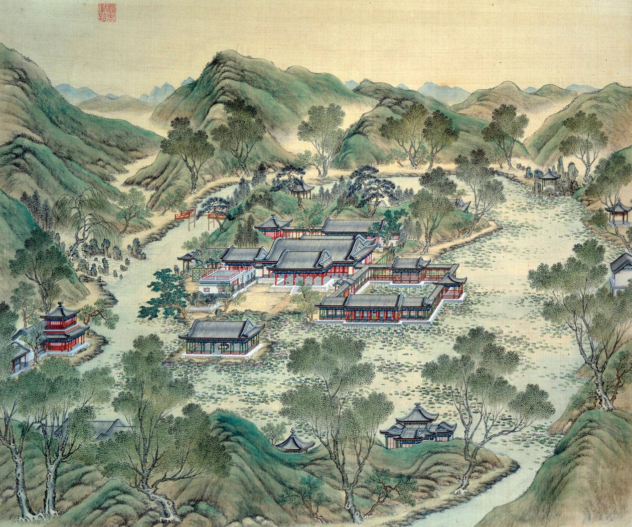 Grand Palais Detalj av ett japanskt tryck från 1800-talet. av Japanese School
