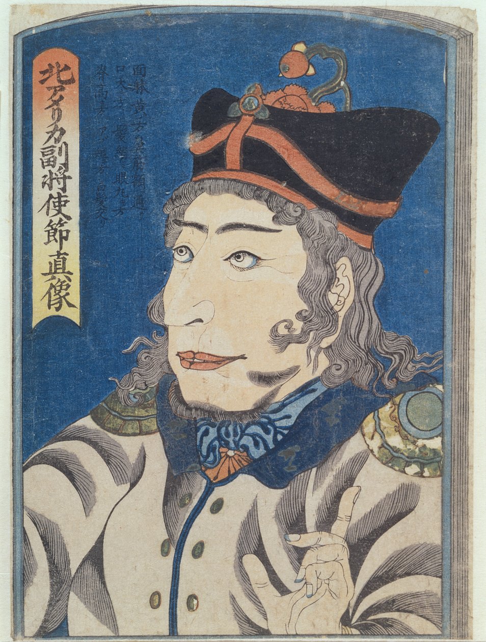 Den nordamerikanske generaladjutanten Adams, ca 1854 (träsnitt i färg) av Japanese School