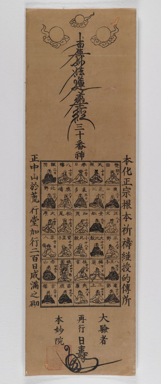 Thirty Gods of the Nichiren Sect (träblocktryck) av Japanese School