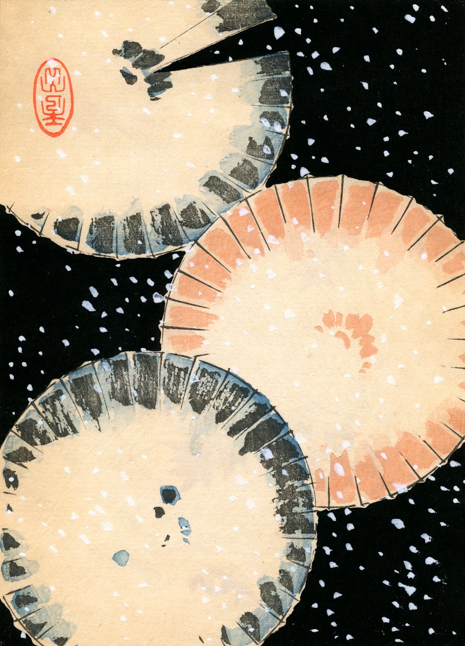 Tre paraplyer i snön av Japanese School