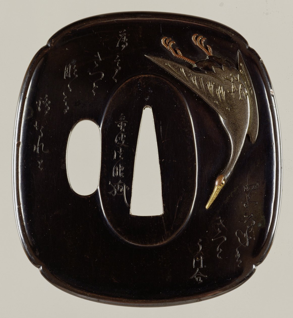 Tsuba Swordguard (shakudo koppar och guldlegering) (för baksidan se 241114) av Japanese School