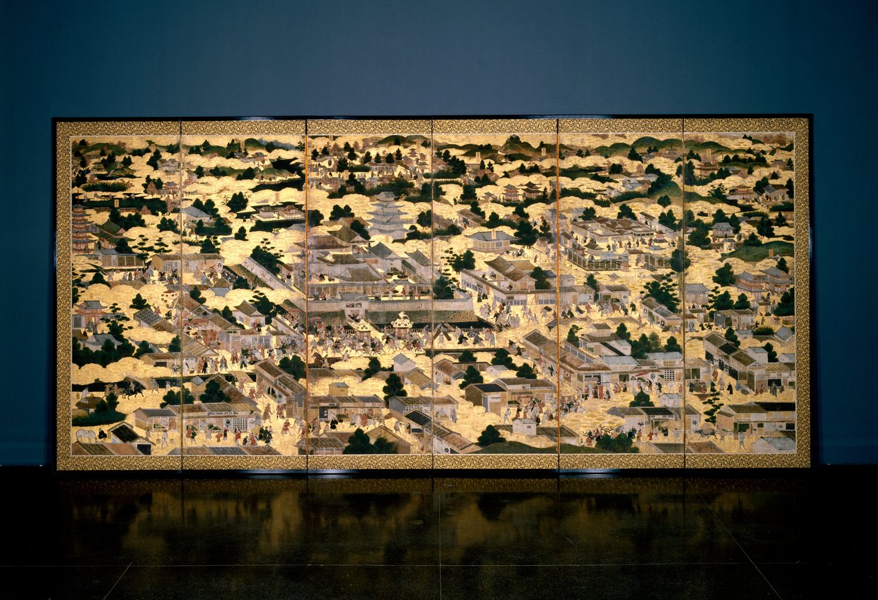Utsikter i och runt Kyoto, Edo-perioden, ca 1616-24 (bläck, färg & bladguld på papper) av Japanese School