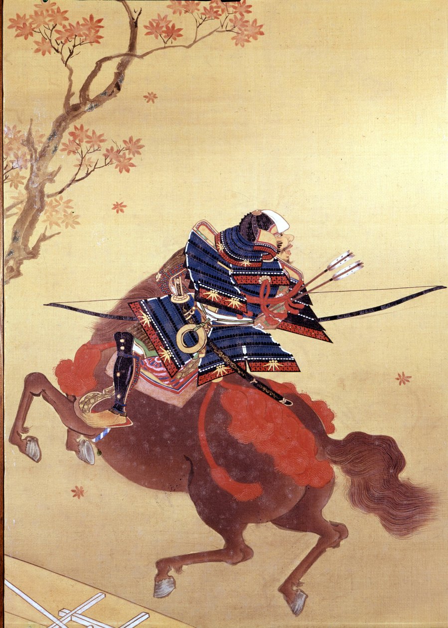 Krigaren Munete. Sidenmålning av skolan Tosa, författaren Chikana Morizumi dit Hsien. 1700-talet. Museo Chiossone. Gener av Japanese School