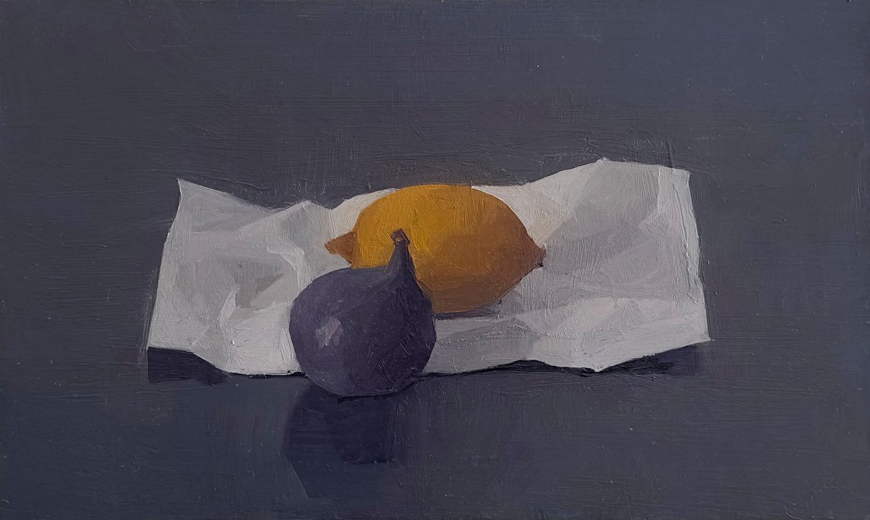 Fikon och citron, 2016 (olja på lindved) av Jason Line