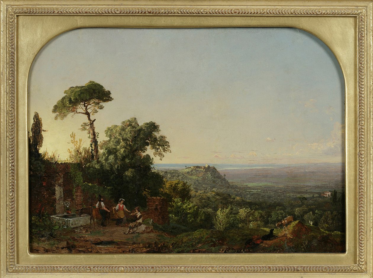 Italienskt landskap, 1847-49 (olja på papper monterad på panel) av Jasper Francis Cropsey