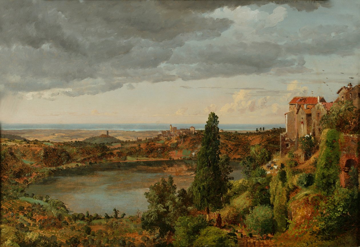 The Lake of Nemi, 1848 (olja på papper) av Jasper Francis Cropsey