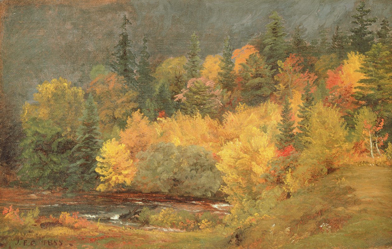Hösten vid bäcken, 1855 av Jasper Francis Cropsey