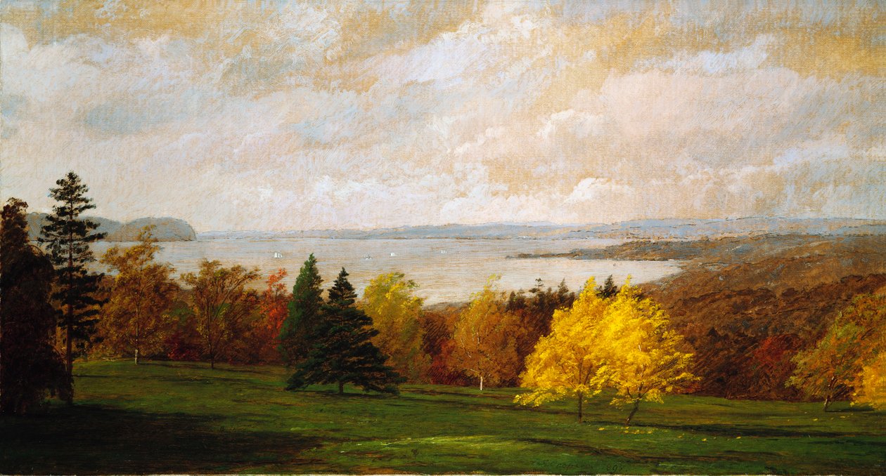 Utsikt över Hudson nära Hastings, 1895 av Jasper Francis Cropsey
