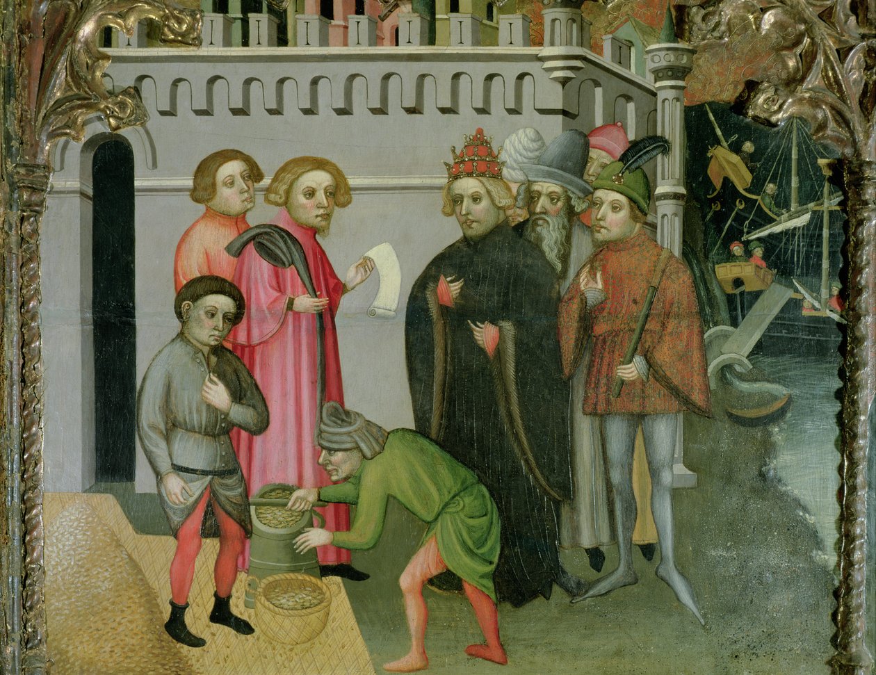 The Miraculous Multiplication of the Grain, detalj från St. Nicholas of Bari altartavla av Jaume Cabrera