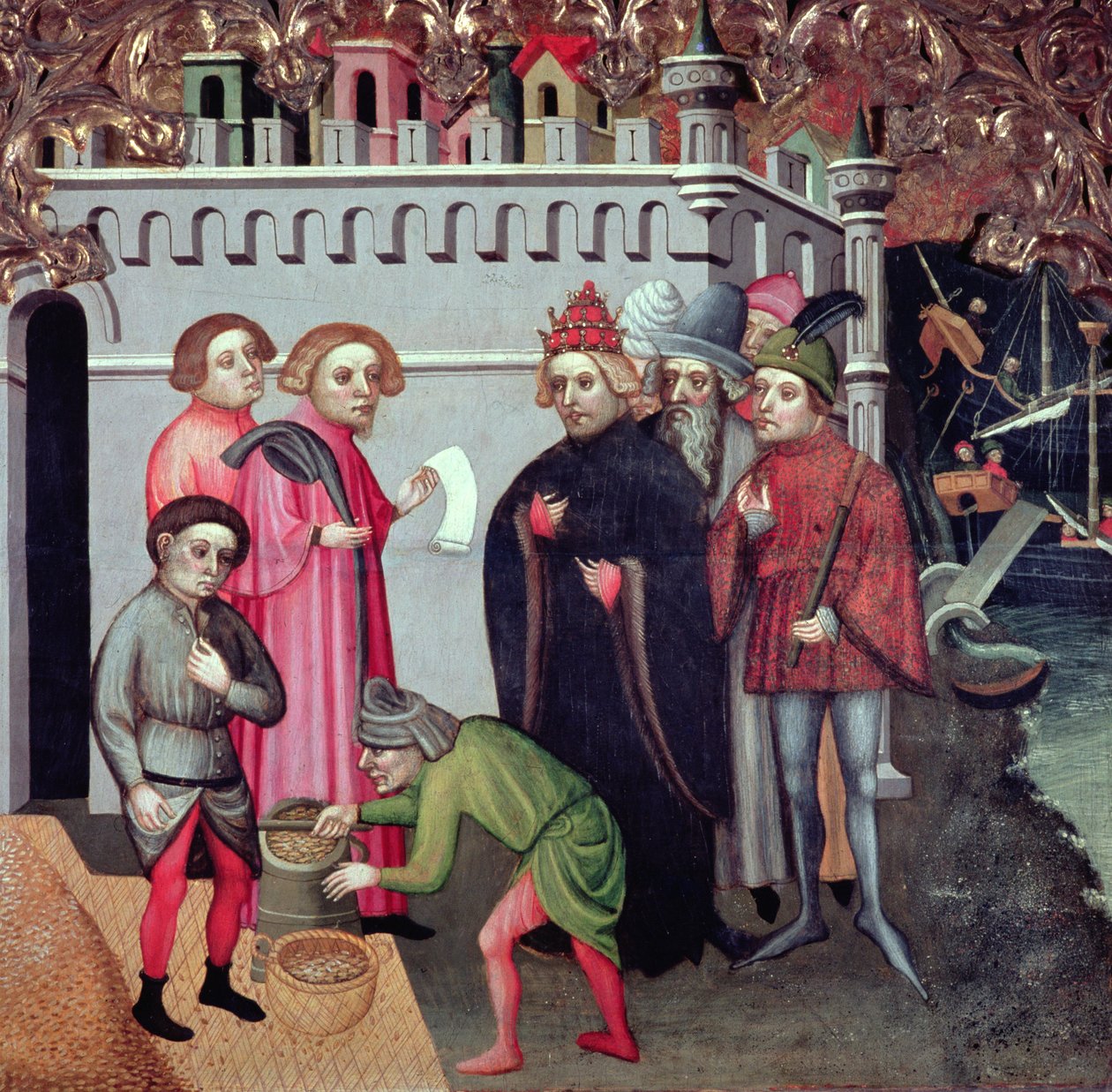 Förökningen av vetet, från St Nicholas of Bari altartavla av Jaume Cabrera