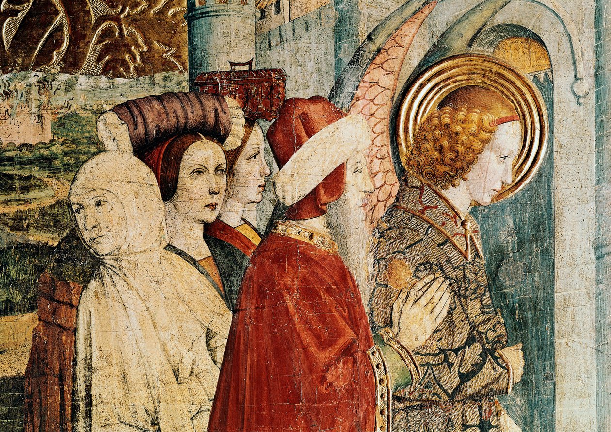 Altartavla av Saint Bernardin och Skyddsängeln, detalj av Loths flygning av Jaume Huguet