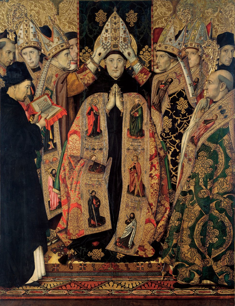 Saint Augustin altartavla - Invigningen av Saint Augustine - Peinture de Huguet, Jaume (1412-1492) - 1462-1465 - Tempera på panel - 250x193 - Museu Nacional d
