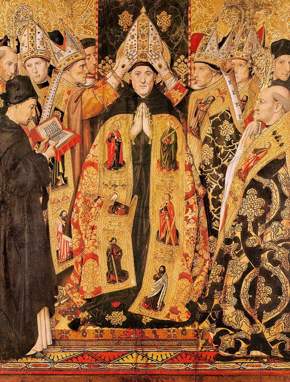 "" Invigningen av St. Augustinus av Hippo "" Altartavla av St. Augustinus. Detrempe på trä av Jaume Huguet (1415-1492). 1466-1475. Från kyrkan St. Augustine i Barcelona. av Jaume Huguet