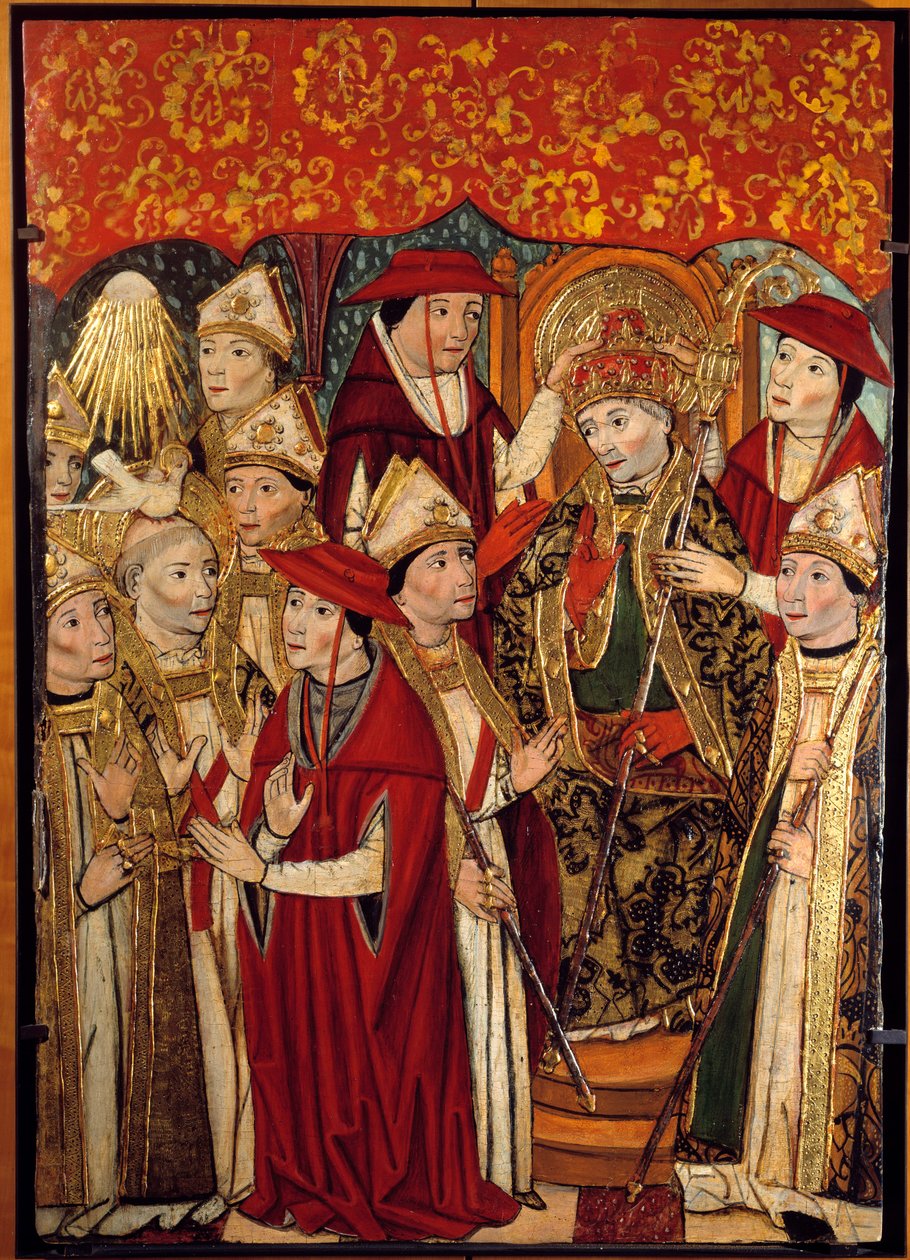 Valet av Saint Fabien till Papaute (236 till 250). Målning av Jaime Huguet (1415-1492) av Jaume Huguet