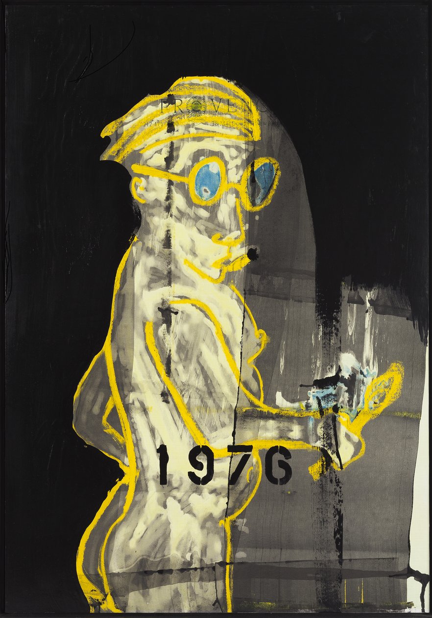 1976, 2012 (blandteknik på akvarellpapper monterat på pannå med recept på baksidan) av Jay Batlle