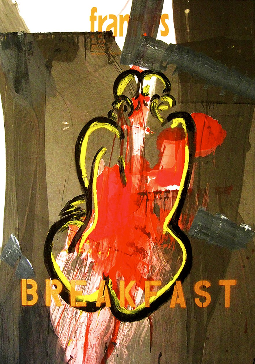 Breakfast, 2010 (blandteknik på akvarellpapper monterat på pannå med recept på baksidan) av Jay Batlle