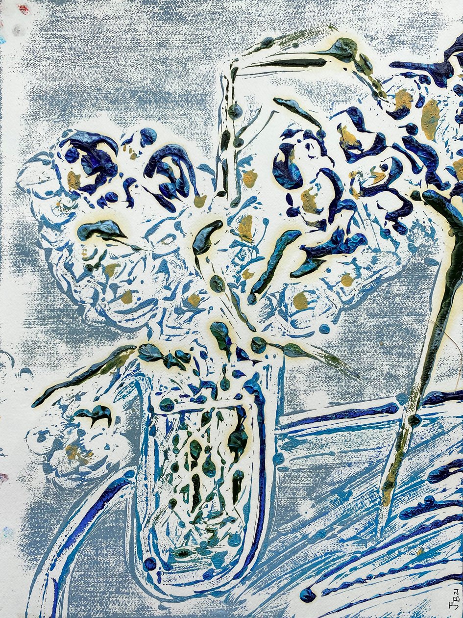 Fleur De Sel No. 02 Blå Carmel Monotyp, 2021 (olja på papper) av Jay Batlle