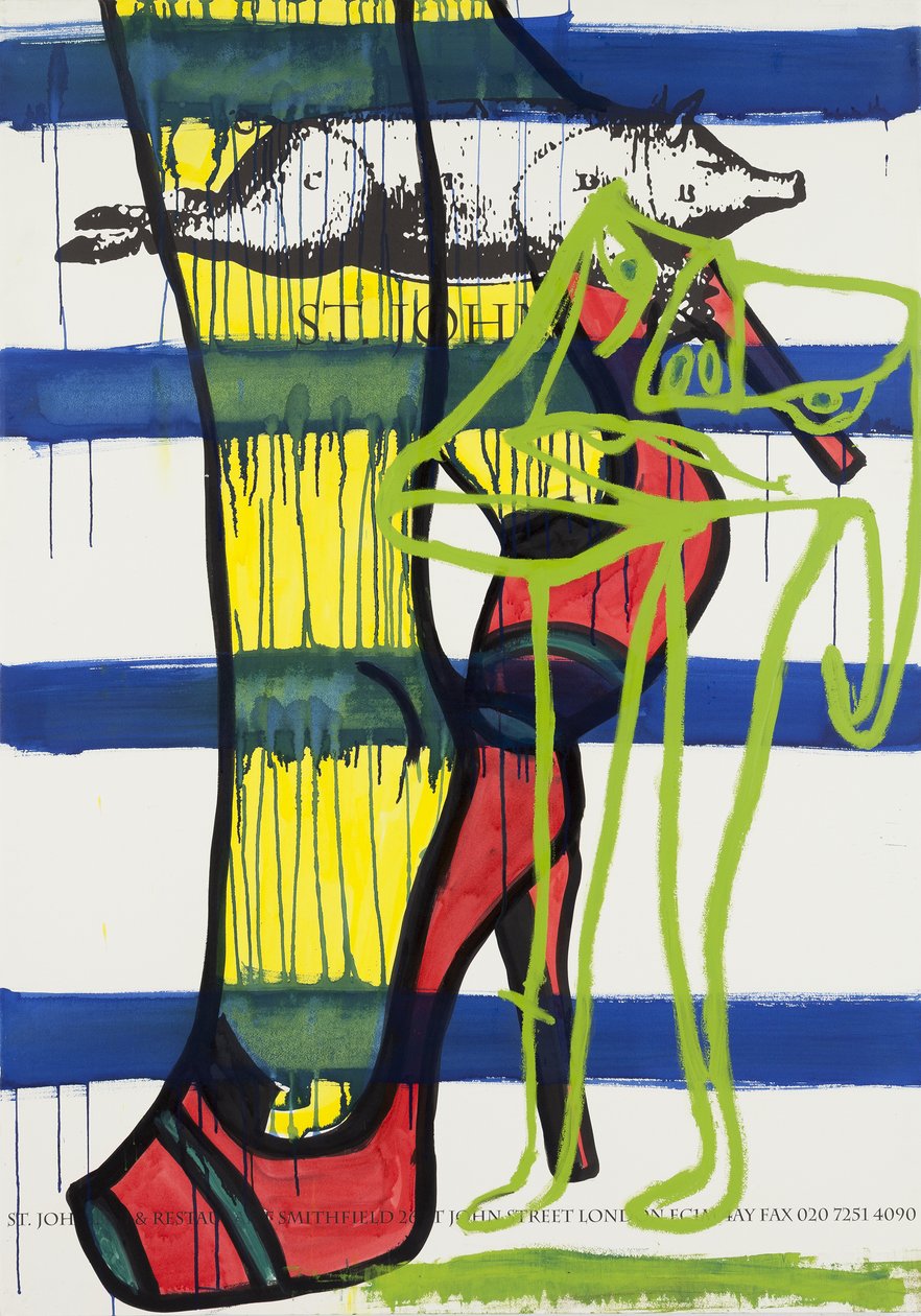 Hindsight, 2012 (blandteknik på akvarellpapper monterat på panel med recept på baksidan) av Jay Batlle