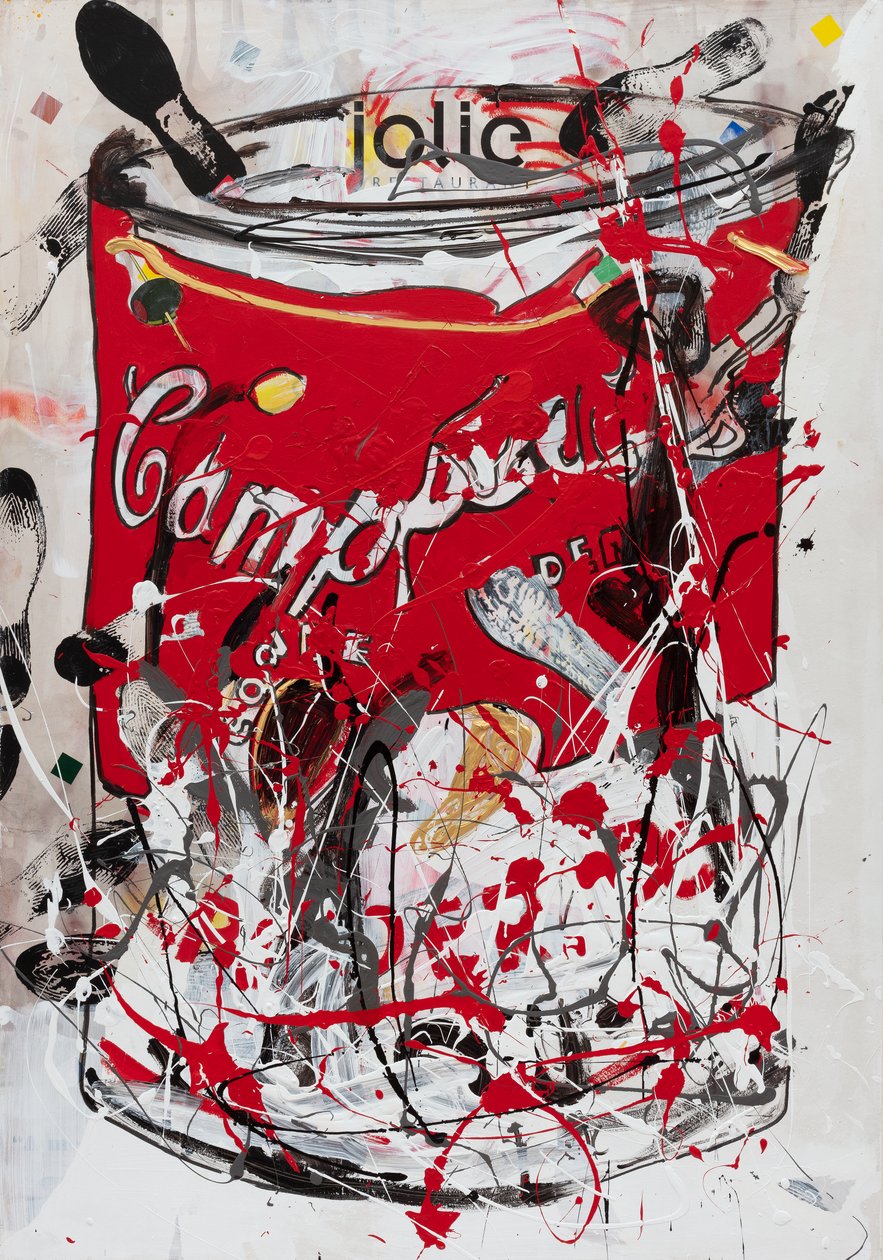 Jolie Soup Can, 2019 (husfärg och tusch på duk) av Jay Batlle