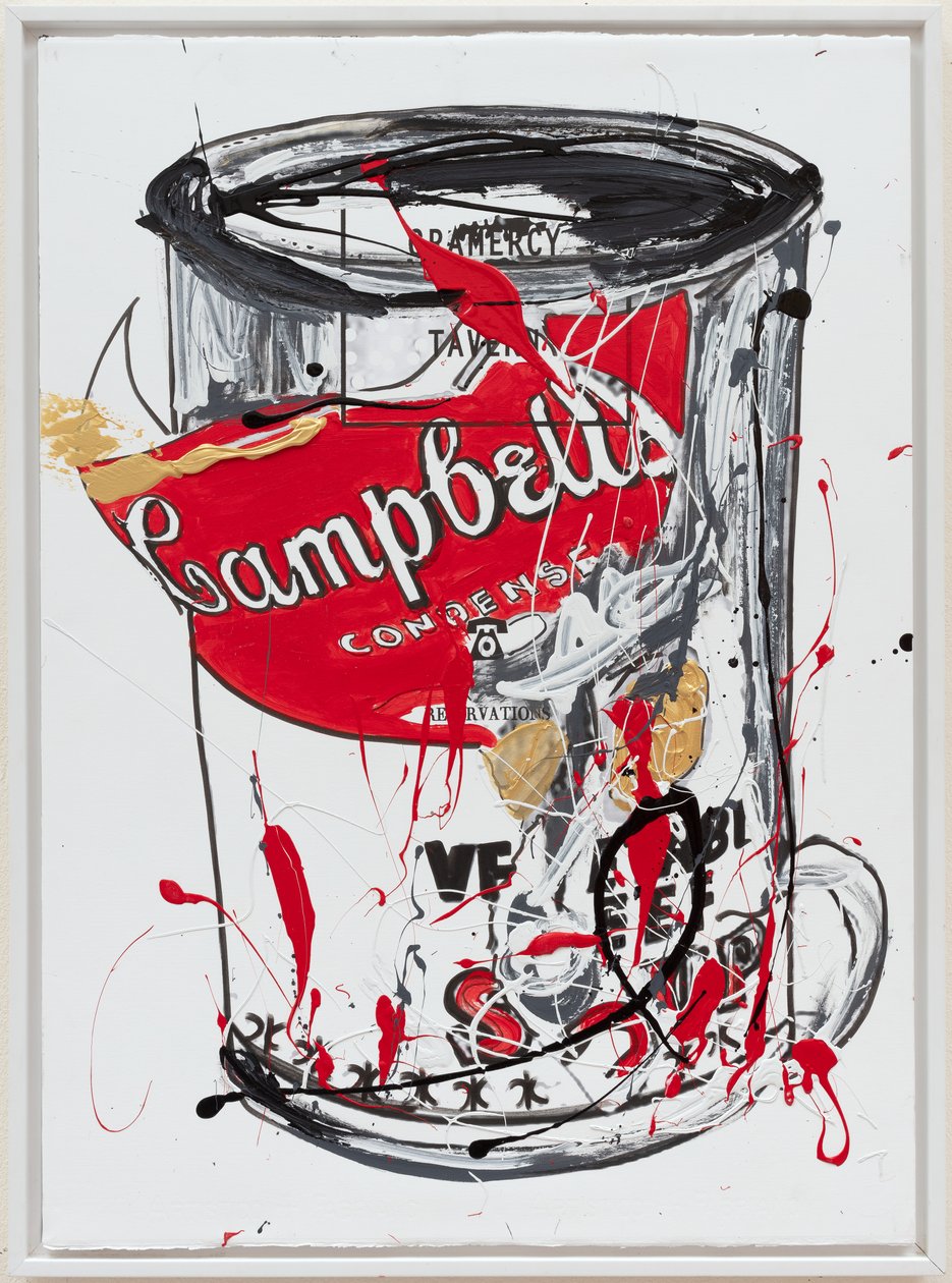 Soup Can 3 NewYorker, 2019 (husfärg och tusch på duk) av Jay Batlle