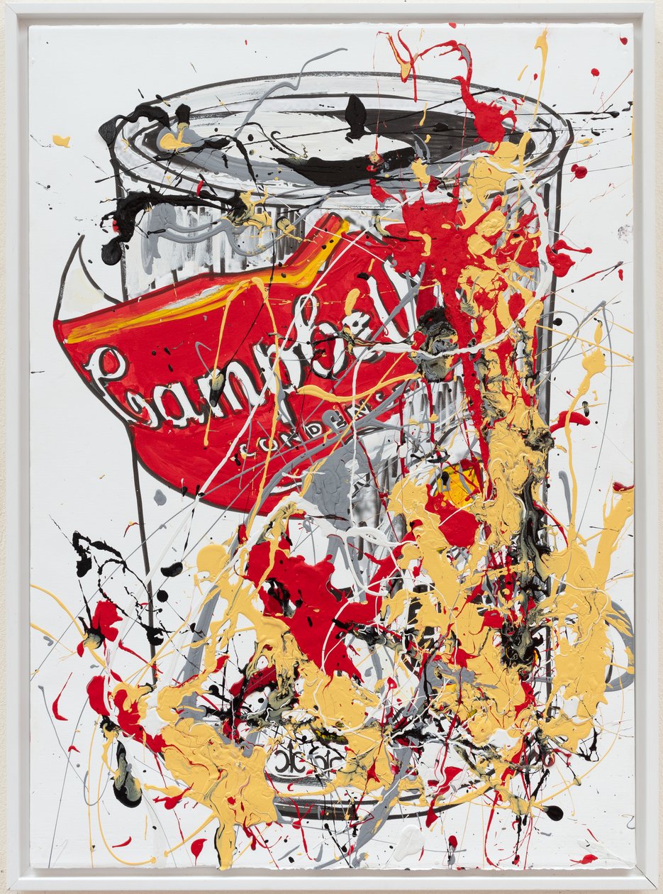 Soup Can 9 Unreal, 2019 (husfärg och tusch på duk) av Jay Batlle