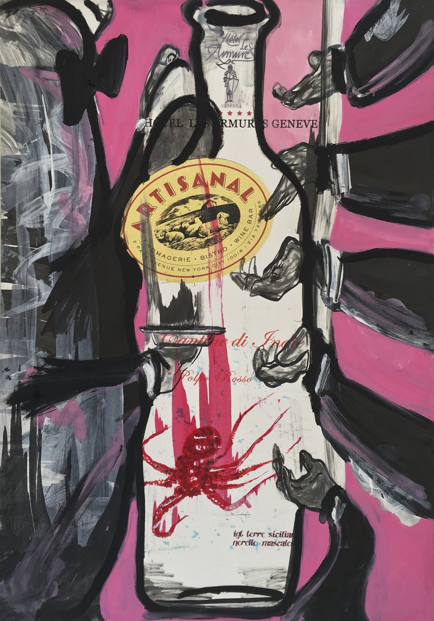 The Pink Slip, 2016 (blandteknik på akvarellpapper monterat på panel med recept på baksidan) av Jay Batlle