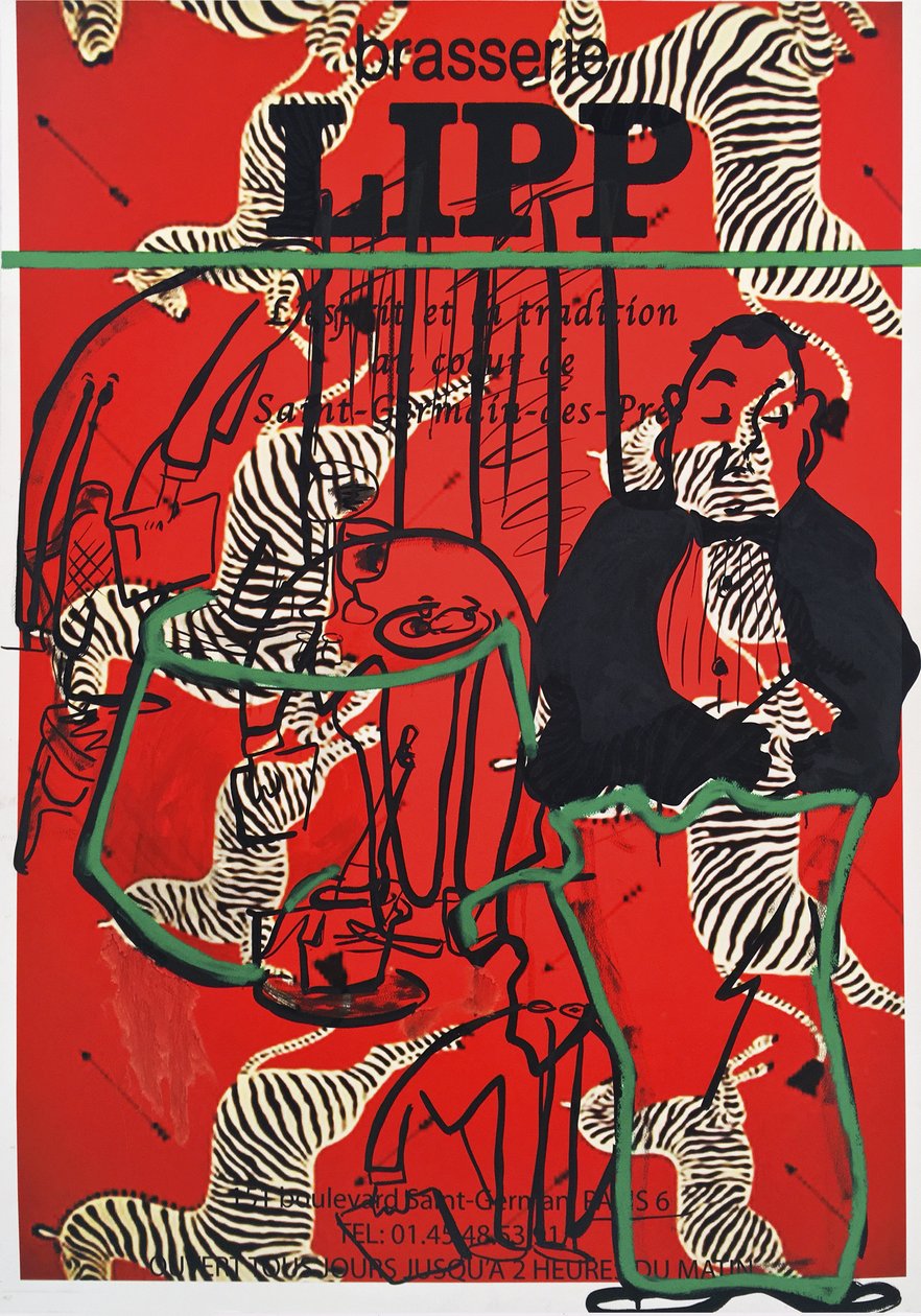 V.O.P. (Very Old People), 2016 (blandteknik på akvarellpapper monterat på pannå med recept på baksidan) av Jay Batlle
