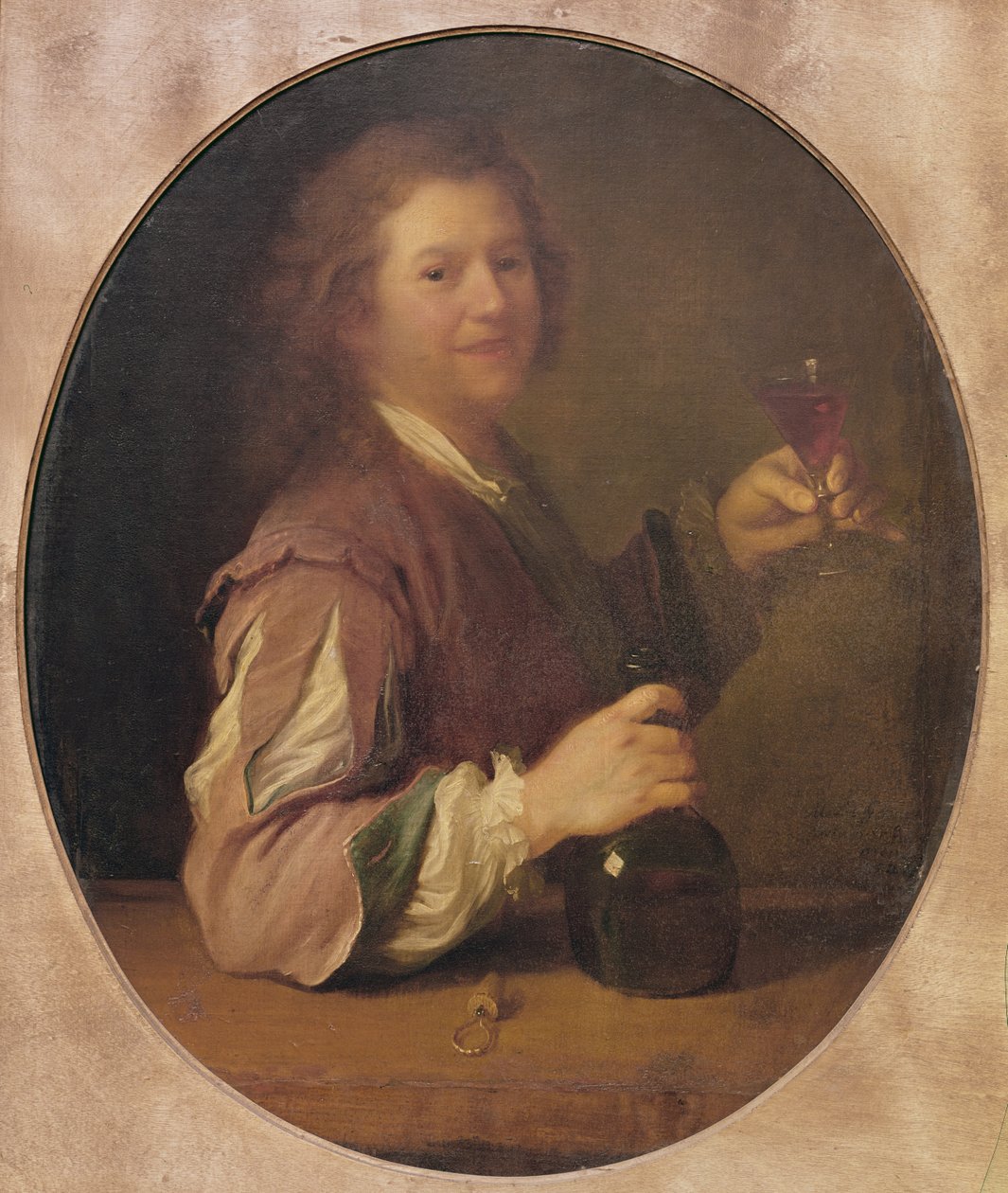Självporträtt av konstnären som dricker, 1724 av Jean Alexis Grimou