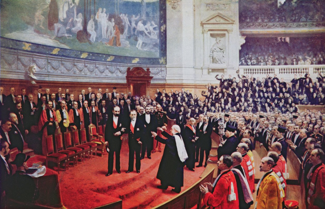 The Jubilee of Louis Pasteur (1822-95) på Sorbonne, 27 december 1892, från "Chanteclair", 1923 av Jean Andre Rixens