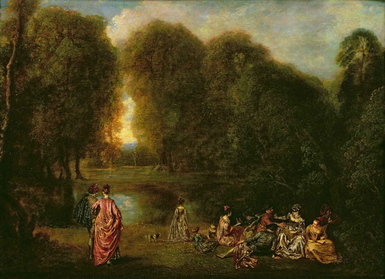 Ett möte i en park av Jean Antoine Watteau