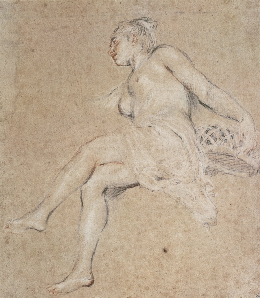 Flora, ca 1716 (krita på papper) av Jean Antoine Watteau