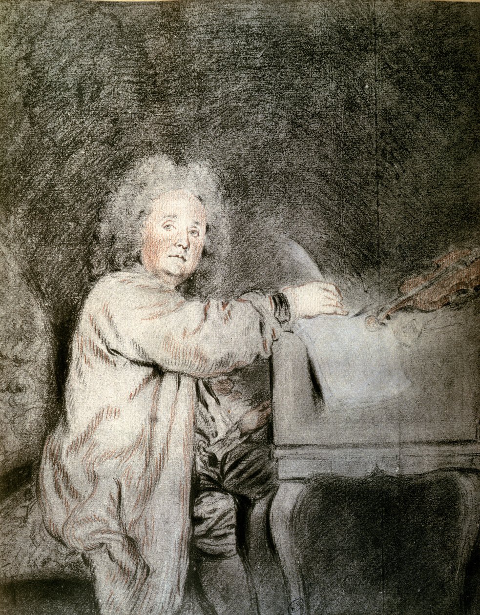 Jean-Ferry Rebel (1666-1747), ca 1715 (krita och krita på papper) av Jean Antoine Watteau