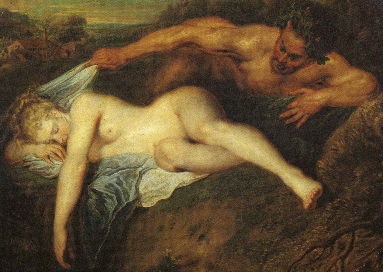 Nymph and Satyr, also known as Jupiter and Antiope, detail av Jean Antoine Watteau