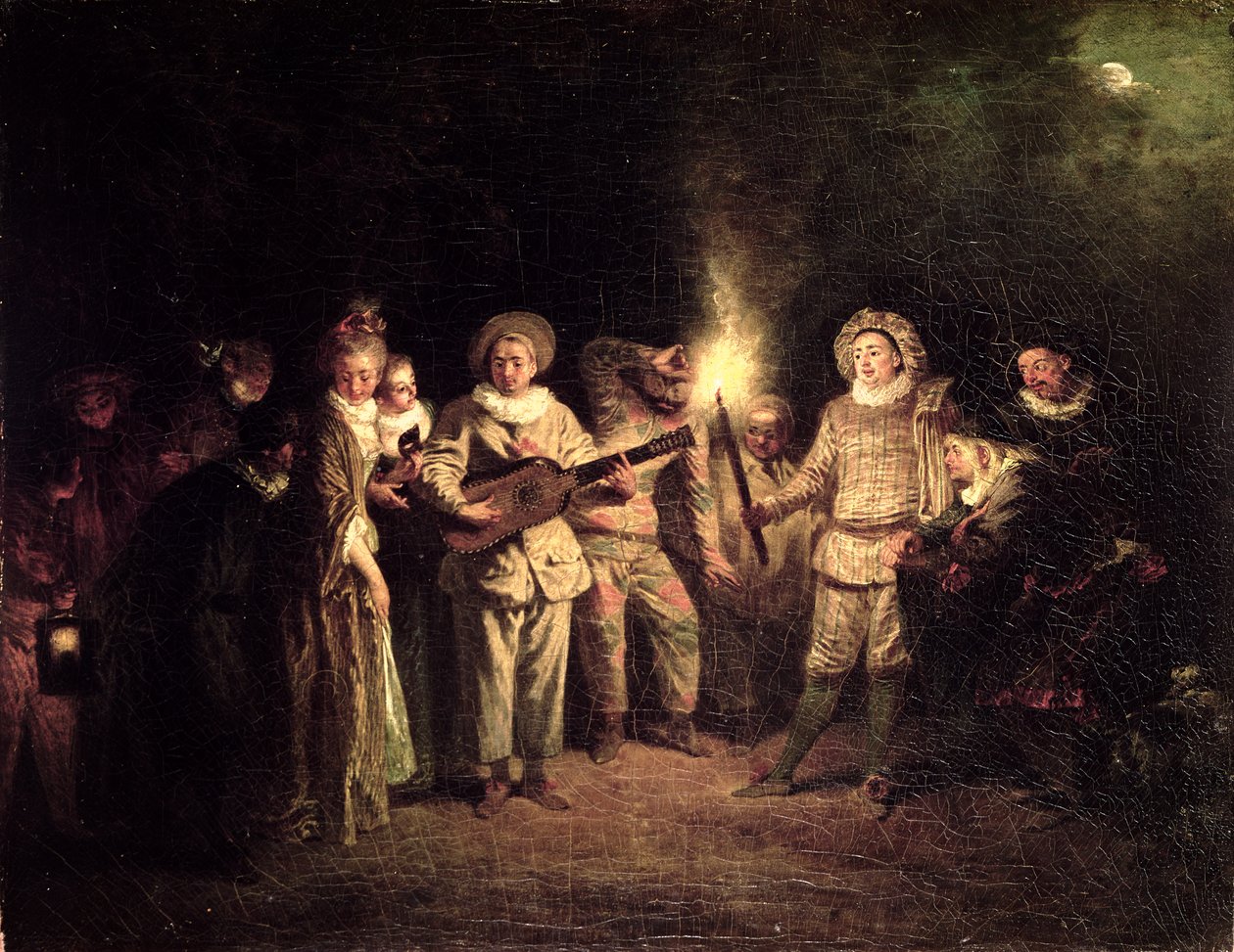 Den italienska komedin, ca 1716 av Jean Antoine Watteau